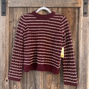 C&C California Burgundy and White Striped Sweater